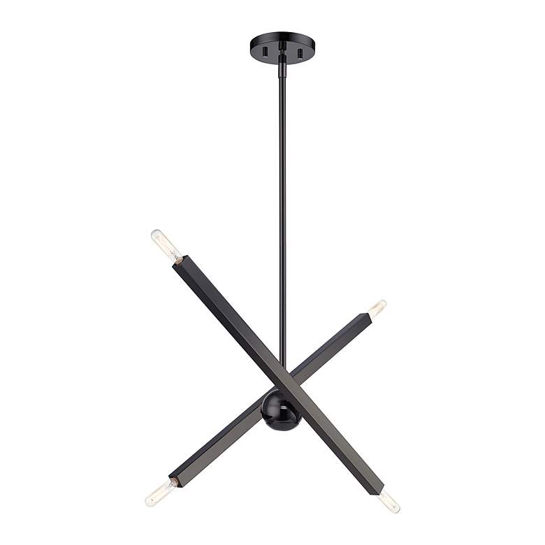 Image 6 4 Light Black Chrome Linear Chandelier more views