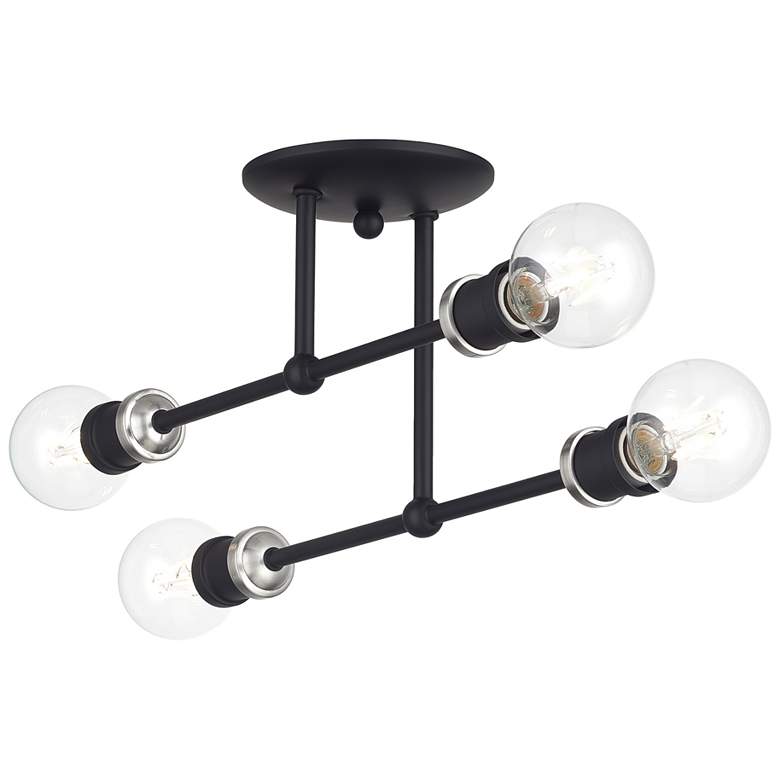 Image 1 4 Light Black Large Semi-Flush with Brushed Nickel Accents