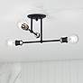 1_4 Light Black Large Semi-Flush with Brushed Nickel Accents