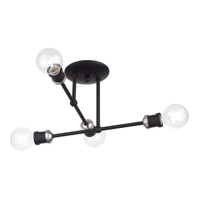 Image 5 4 Light Black Large Semi-Flush with Brushed Nickel Accents more views