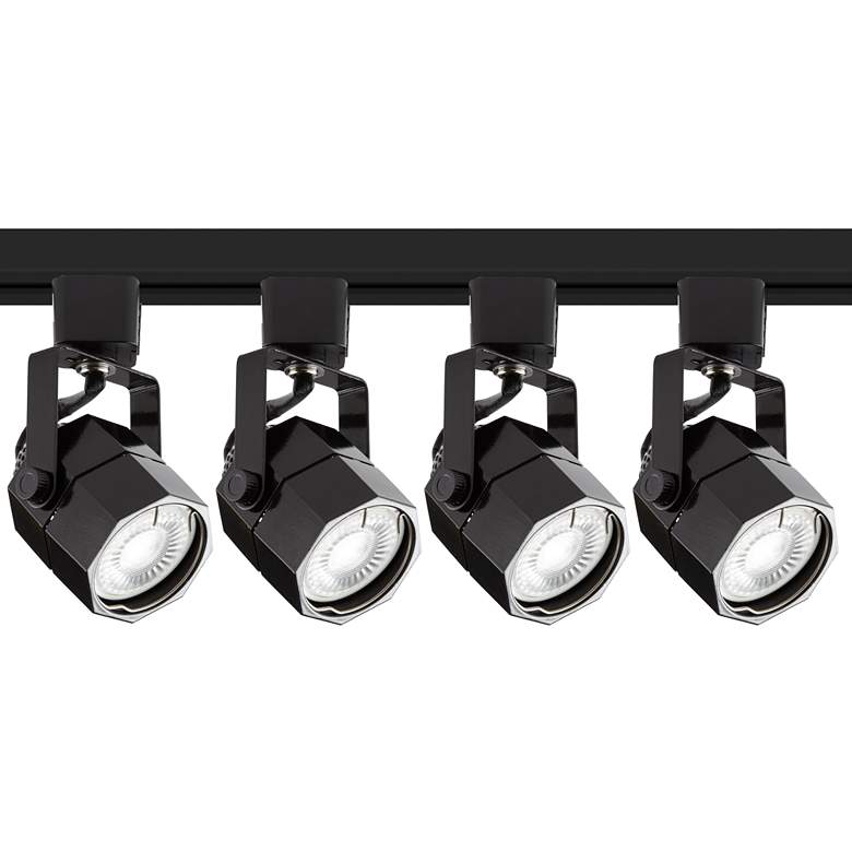 Image 1 4-Light Black Octagonal LED Floating Canopy Track Kit