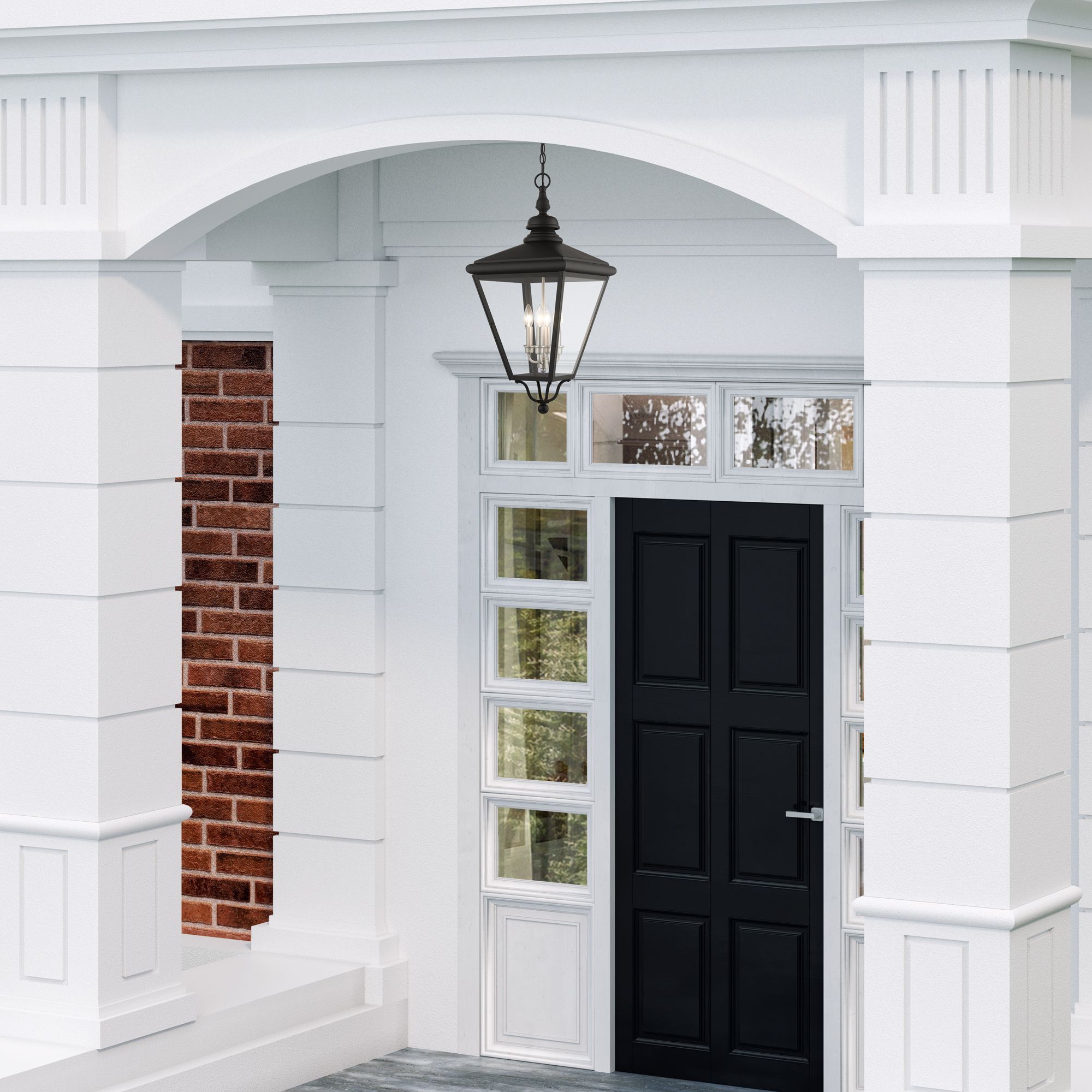 4 Light Black Outdoor Extra Large Pendant Lantern