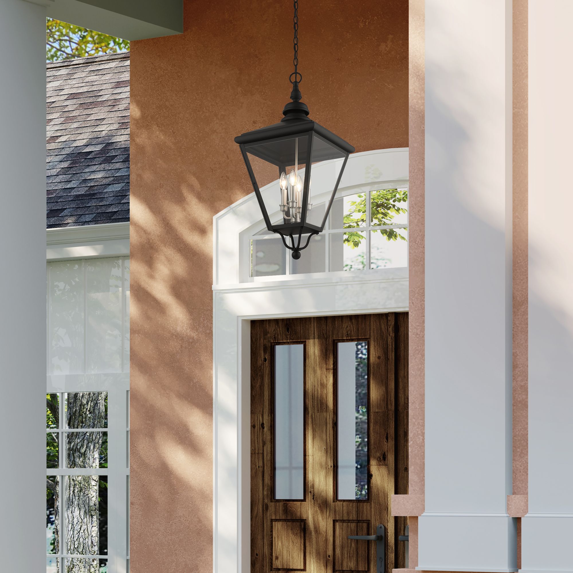 4 Light Black Outdoor Extra Large Pendant Lantern