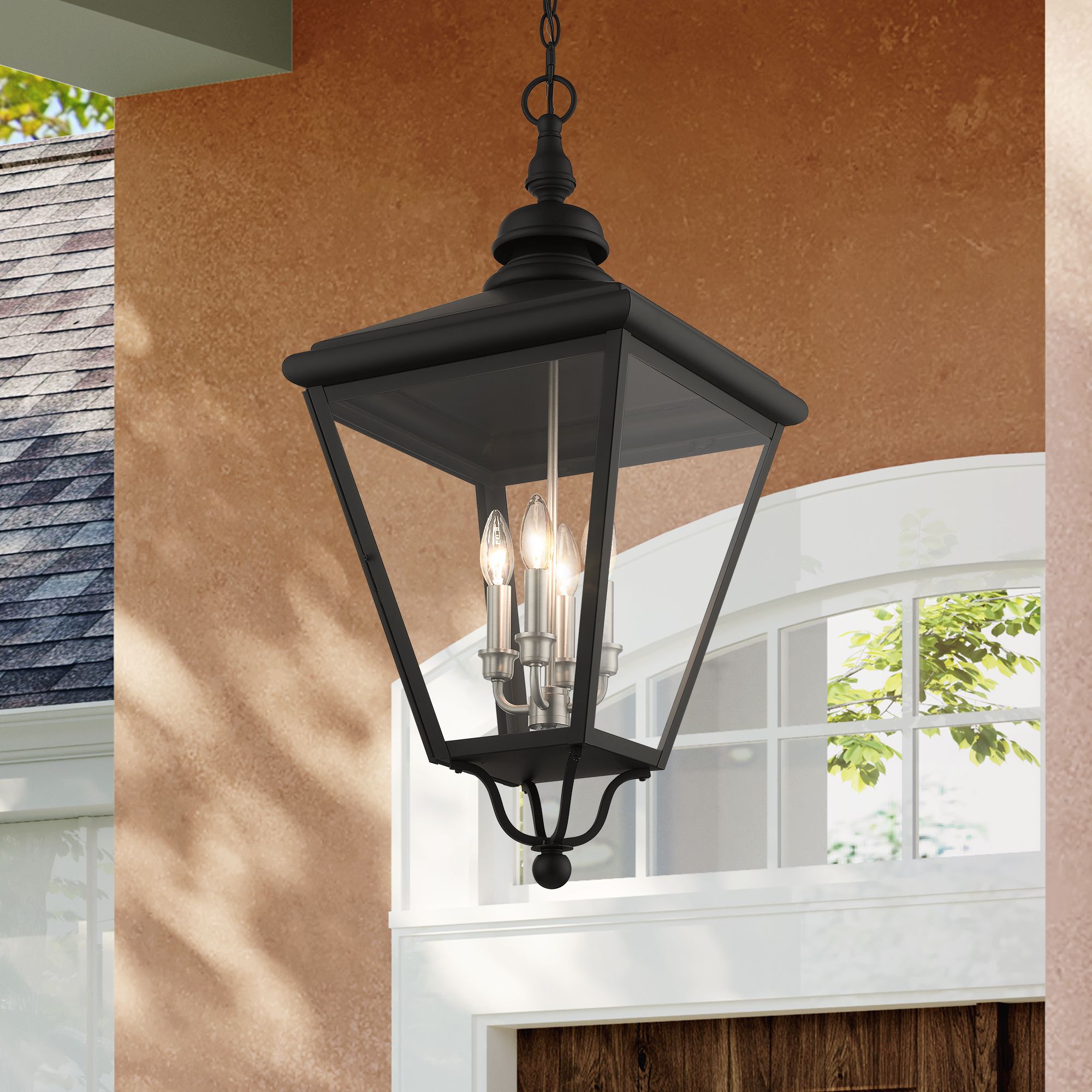 4 Light Black Outdoor Extra Large Pendant Lantern