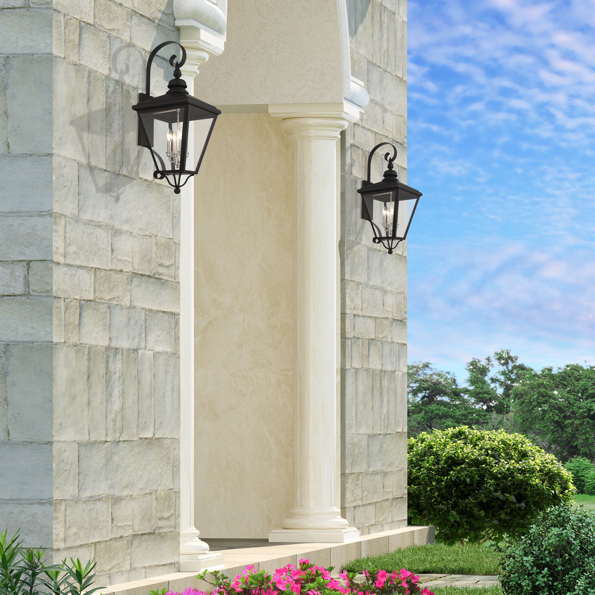 4 Light Black Outdoor Extra Large Wall Lantern