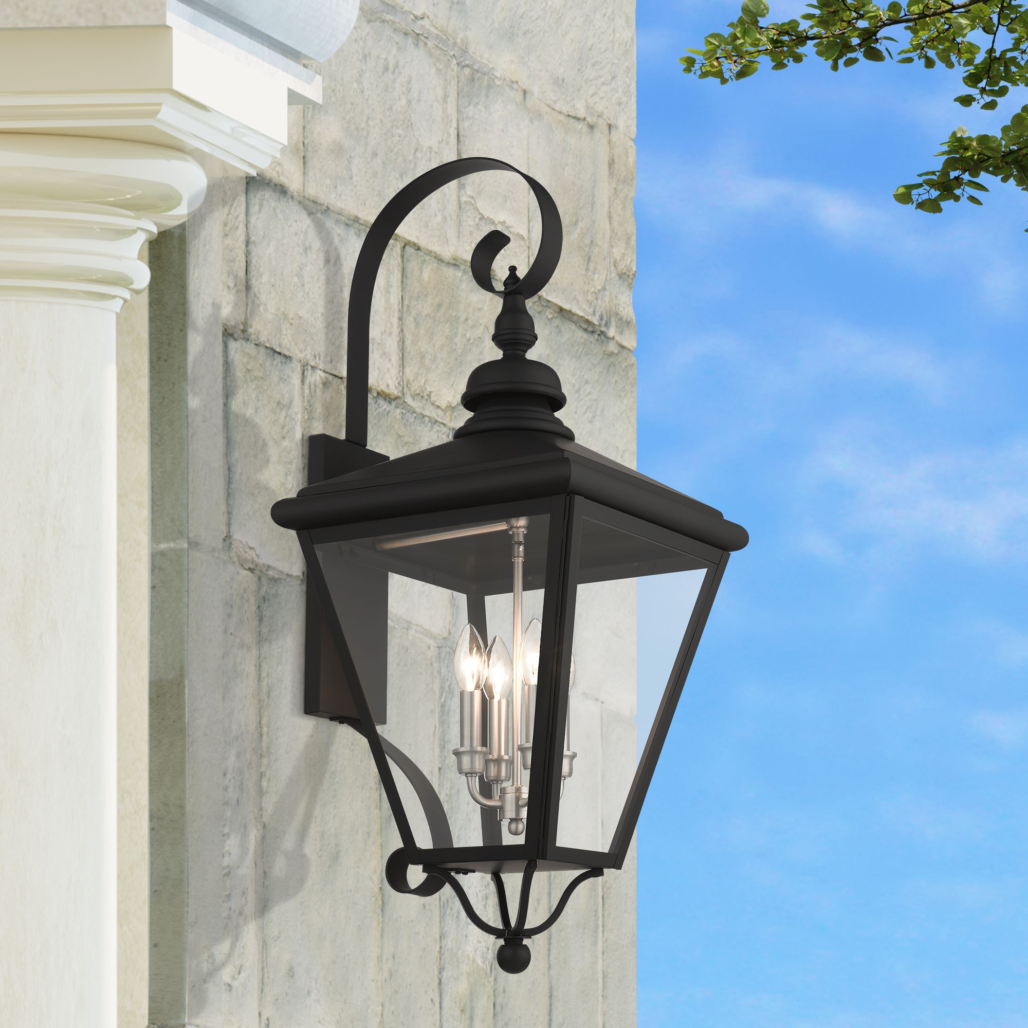 4 Light Black Outdoor Extra Large Wall Lantern