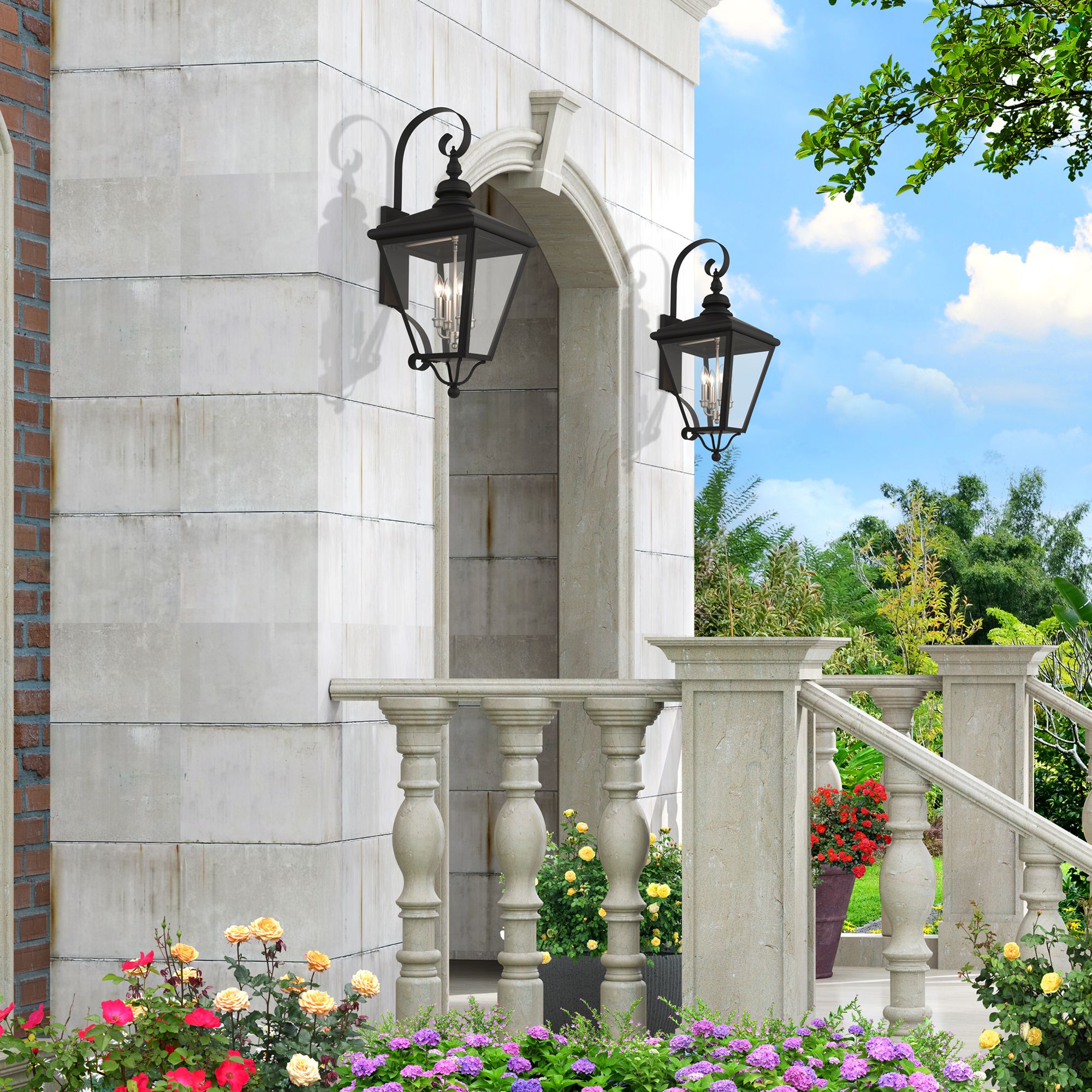 4 Light Black Outdoor Extra Large Wall Lantern