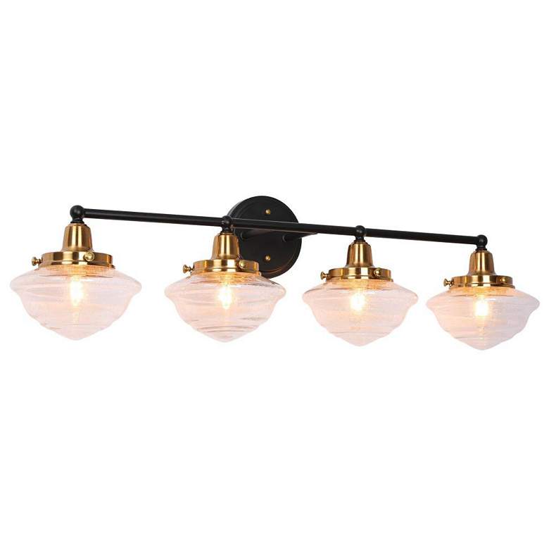 Image 1 4-Light Black Seeded Glass Bathroom Vanity Light