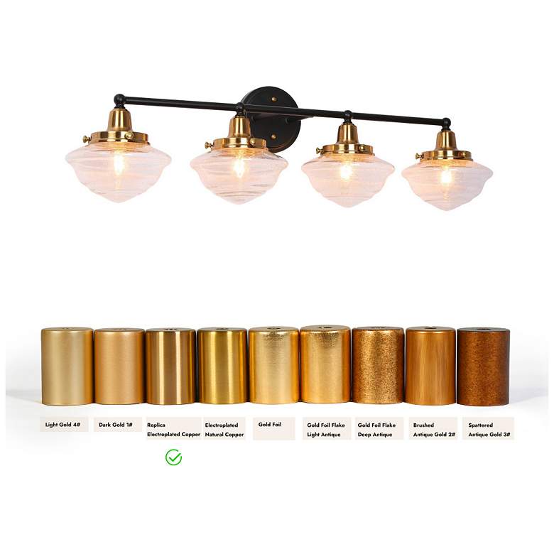 Image 6 4-Light Black Seeded Glass Bathroom Vanity Light more views