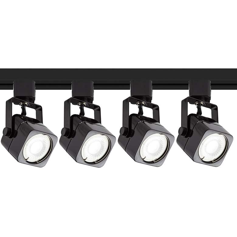 Image 1 4-Light Black Square LED Track Kit with Floating Canopy