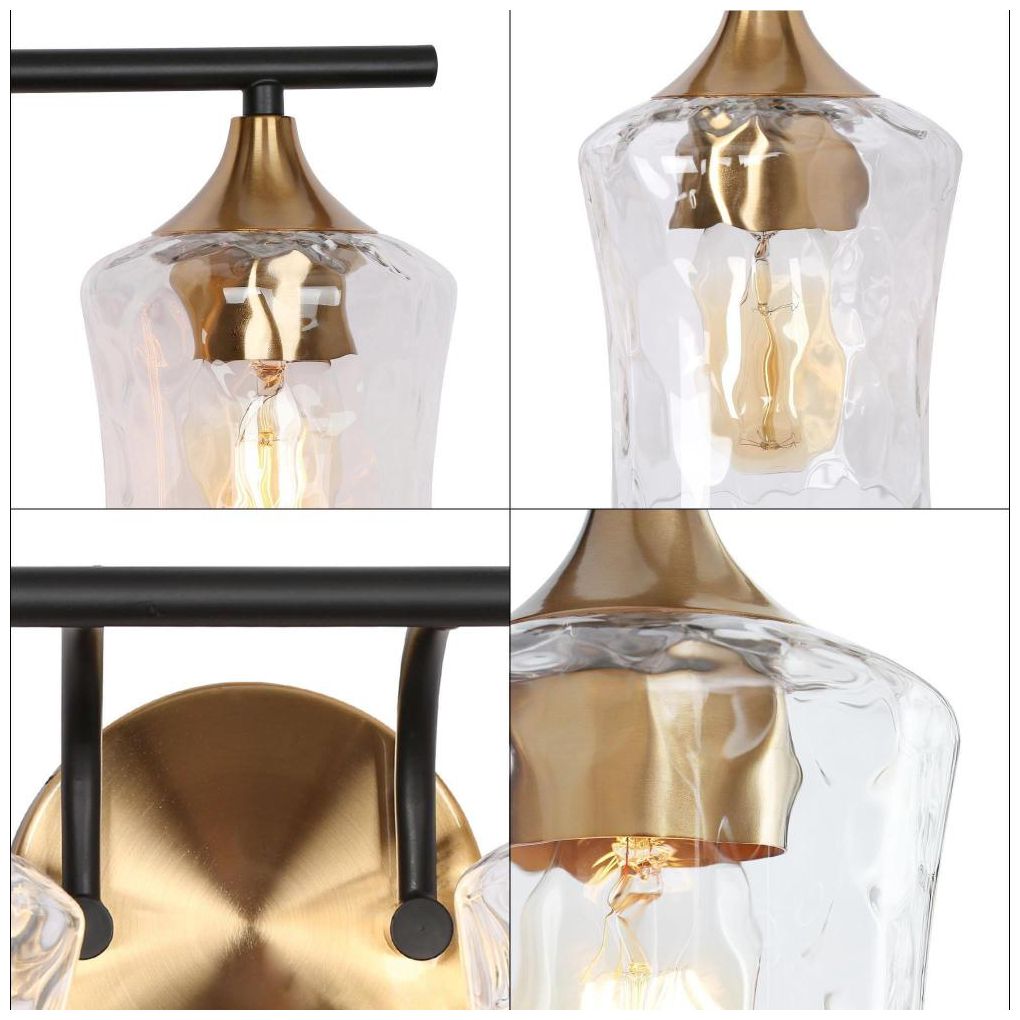 Image 3 4-Light Brass and Black Gold Bathroom Wall Sconce more views