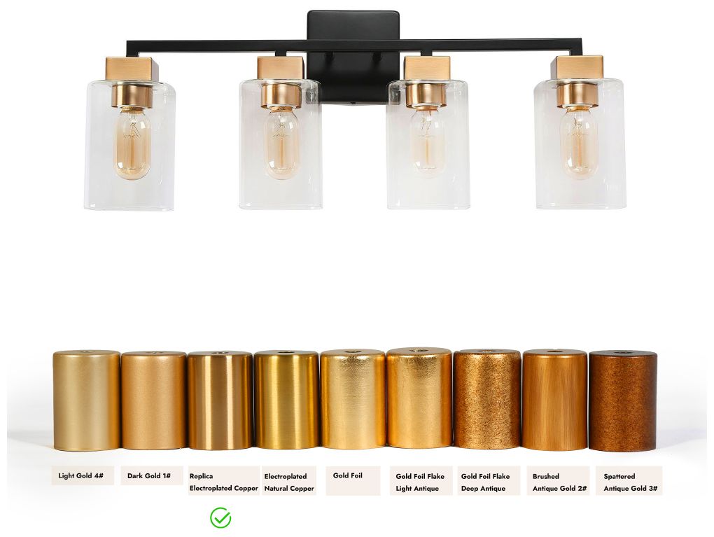 Image 5 4-Light Brass and Black Modern Bathroom Vanity Light more views