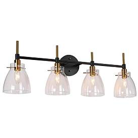 Image1 of 4-Light Brass Gold and Black Vanity Light for Bathroom