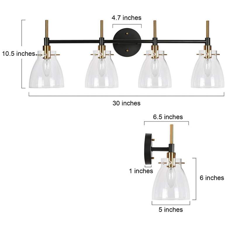 Image 2 4-Light Brass Gold and Black Vanity Light for Bathroom more views