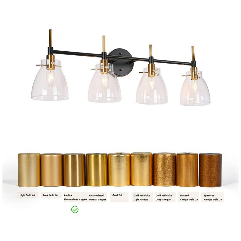 Image 3 4-Light Brass Gold and Black Vanity Light for Bathroom more views