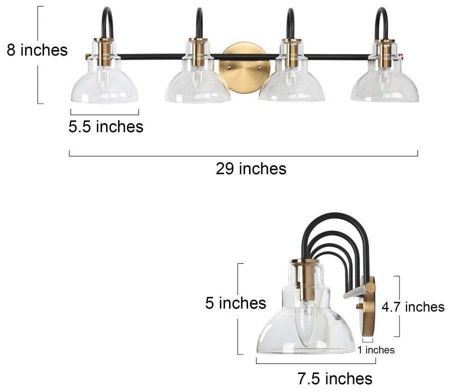Image 2 4-Light Brass Gold Barn Bathroom Vanity Light more views