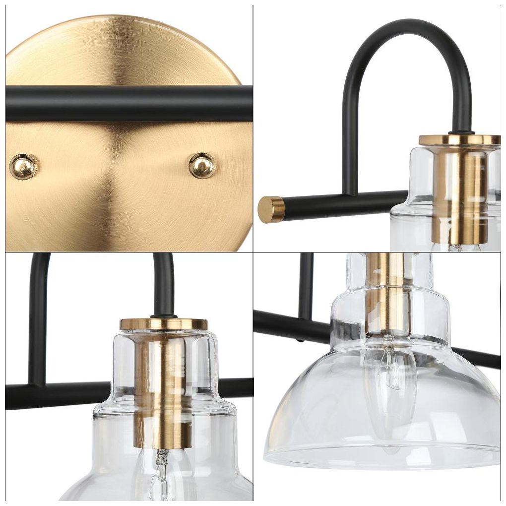 Image 3 4-Light Brass Gold Barn Bathroom Vanity Light more views
