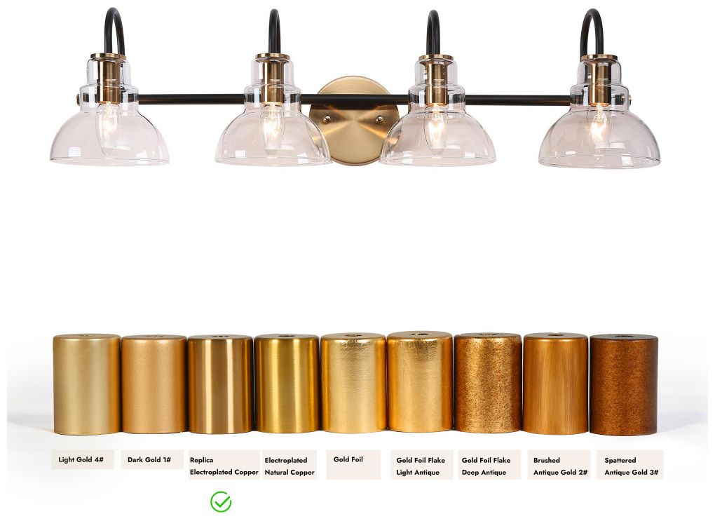 Image 4 4-Light Brass Gold Barn Bathroom Vanity Light more views