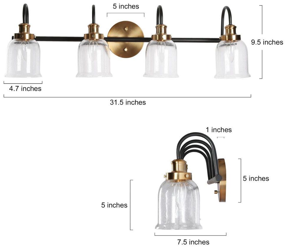 Image 2 4-Light Brass Gold Bathroom Vanity Light more views