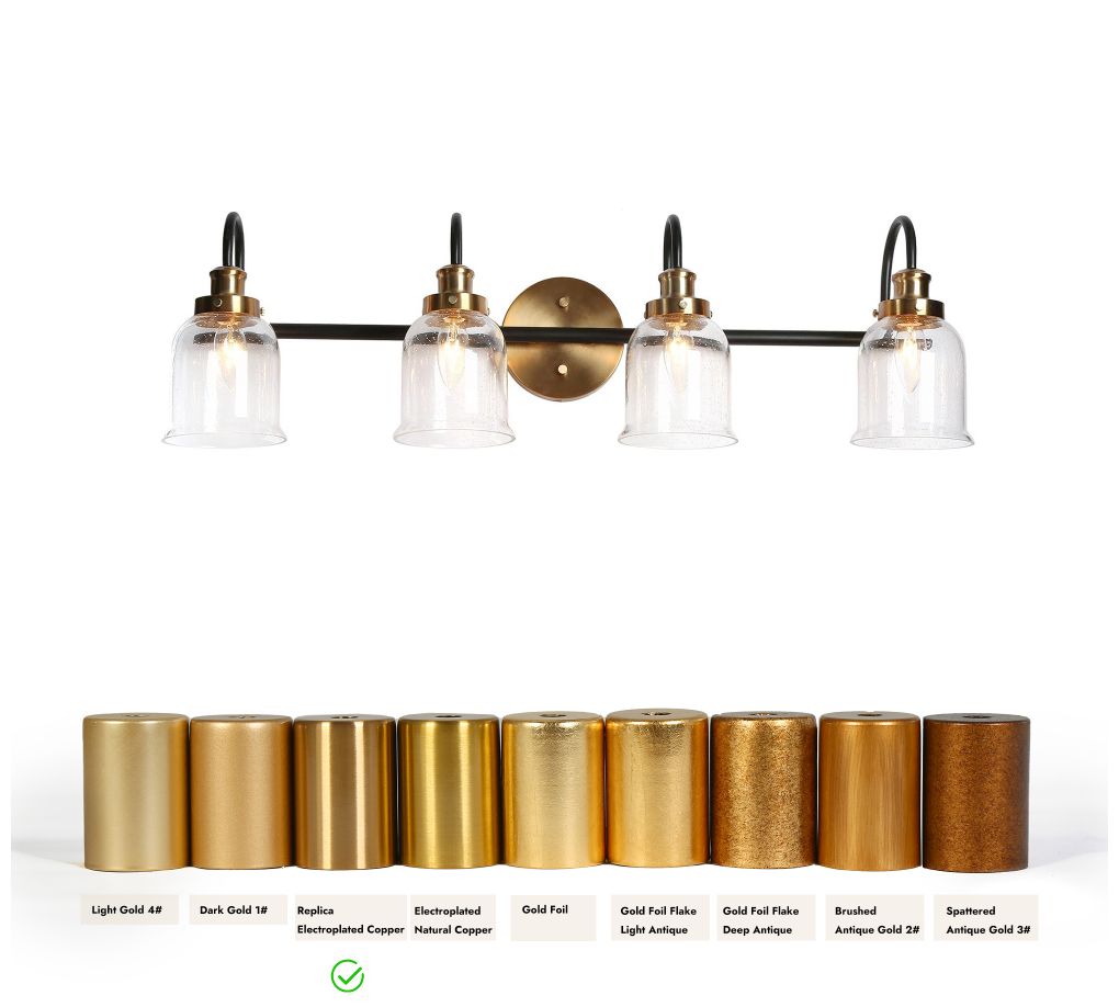 Image 4 4-Light Brass Gold Bathroom Vanity Light more views