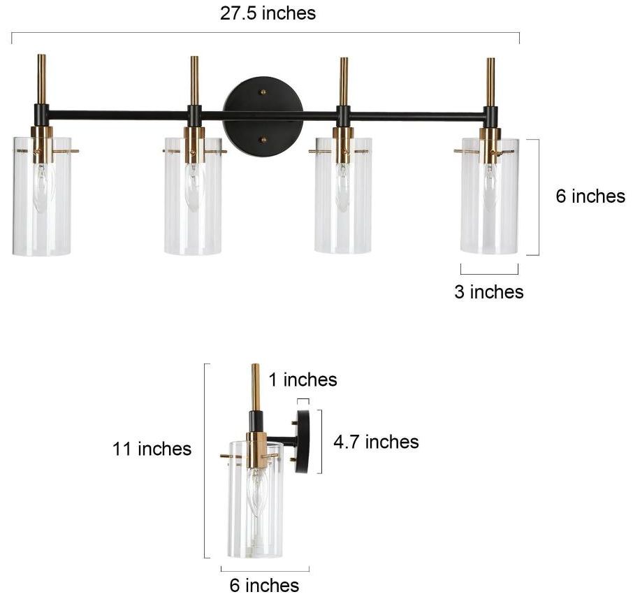 Image 2 4-Light Brass Gold Bathroom Vanity Light more views