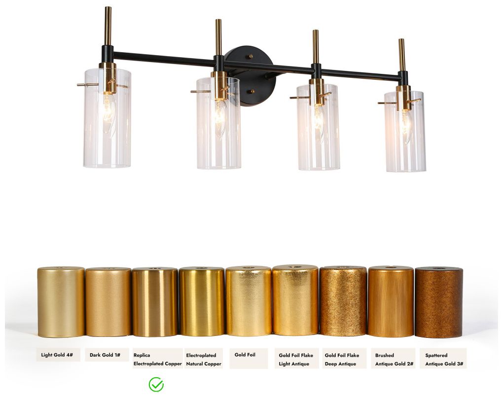 Image 5 4-Light Brass Gold Bathroom Vanity Light more views