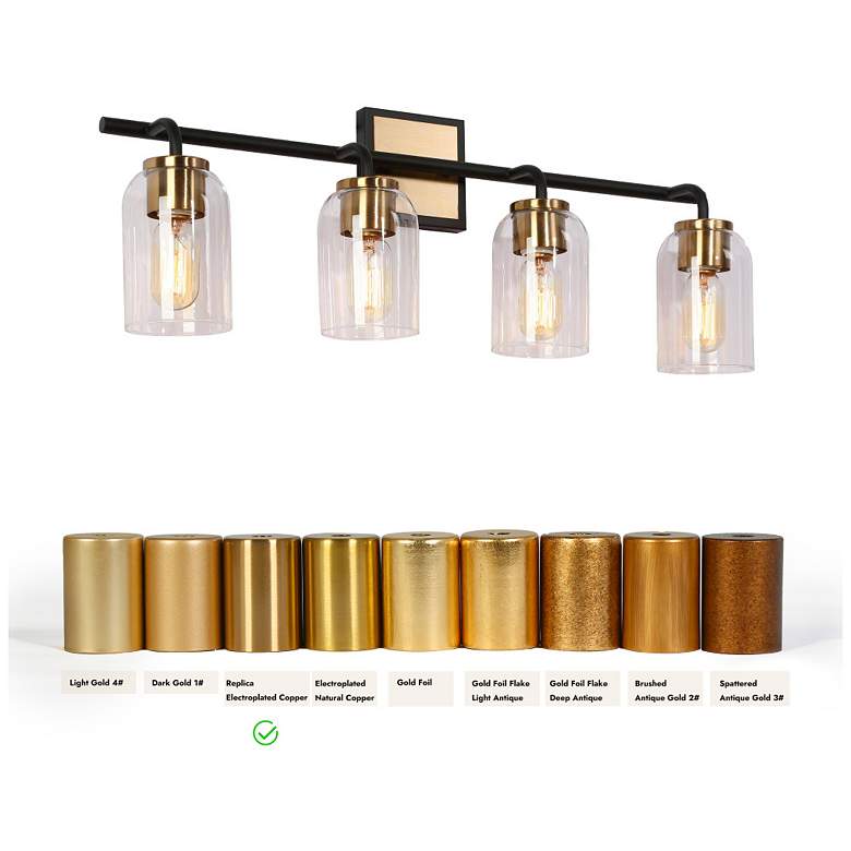 Image 4 4-Light Brass Gold Bathroom Vanity Light more views