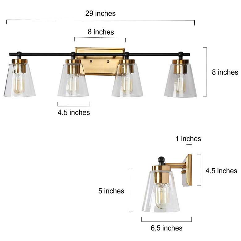Image 2 4-Light Brass Gold Bathroom Vanity Light more views