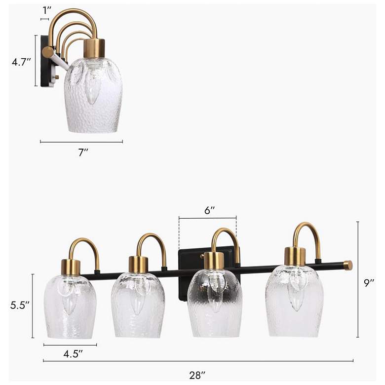 Image 2 4-Light Brass Gold Modern Bathroom Vanity Light more views