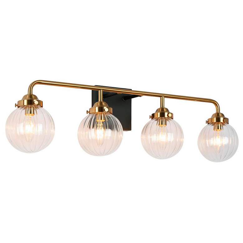 Image 1 4-Light Brass Gold Pumpkin-Shaped Bathroom Vanity Light