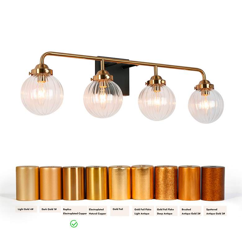 Image 6 4-Light Brass Gold Pumpkin-Shaped Bathroom Vanity Light more views