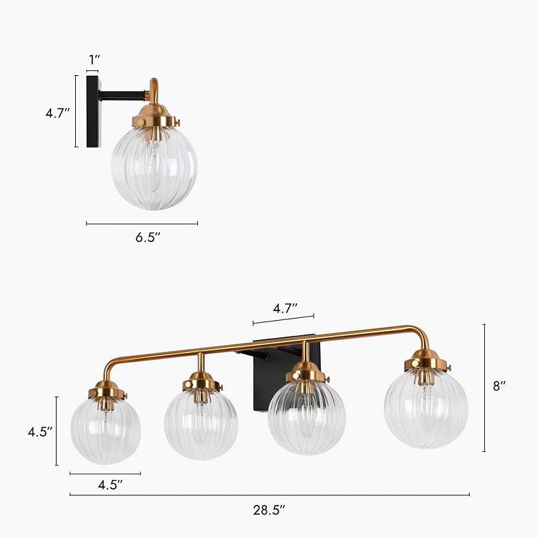 Image 7 4-Light Brass Gold Pumpkin-Shaped Bathroom Vanity Light more views