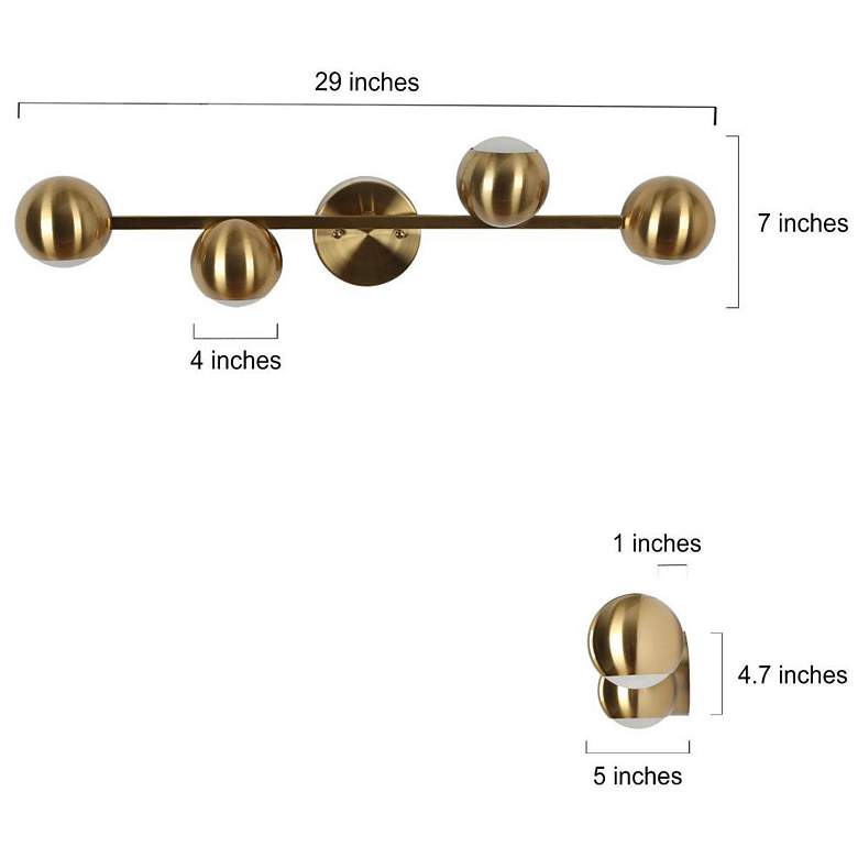 Image 2 4-Light Brass Integrated LED Bathroom Vanity Light more views
