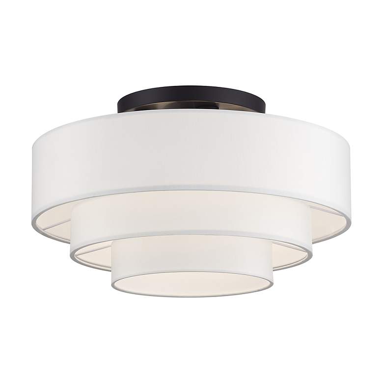 Image 3 4 Light Bronze Extra Large Semi-Flush with Off-White Shades more views