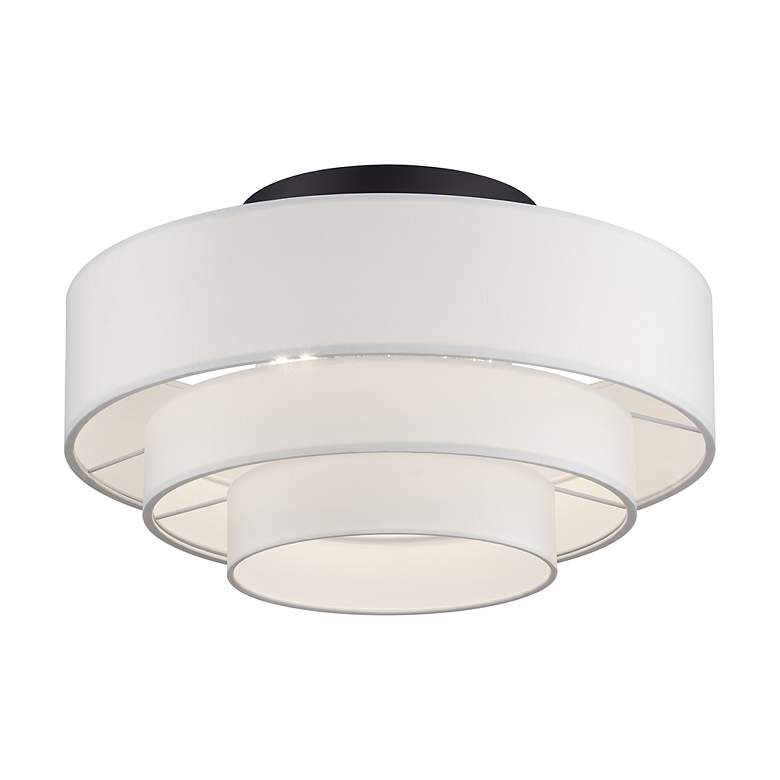 Image 4 4 Light Bronze Extra Large Semi-Flush with Off-White Shades more views