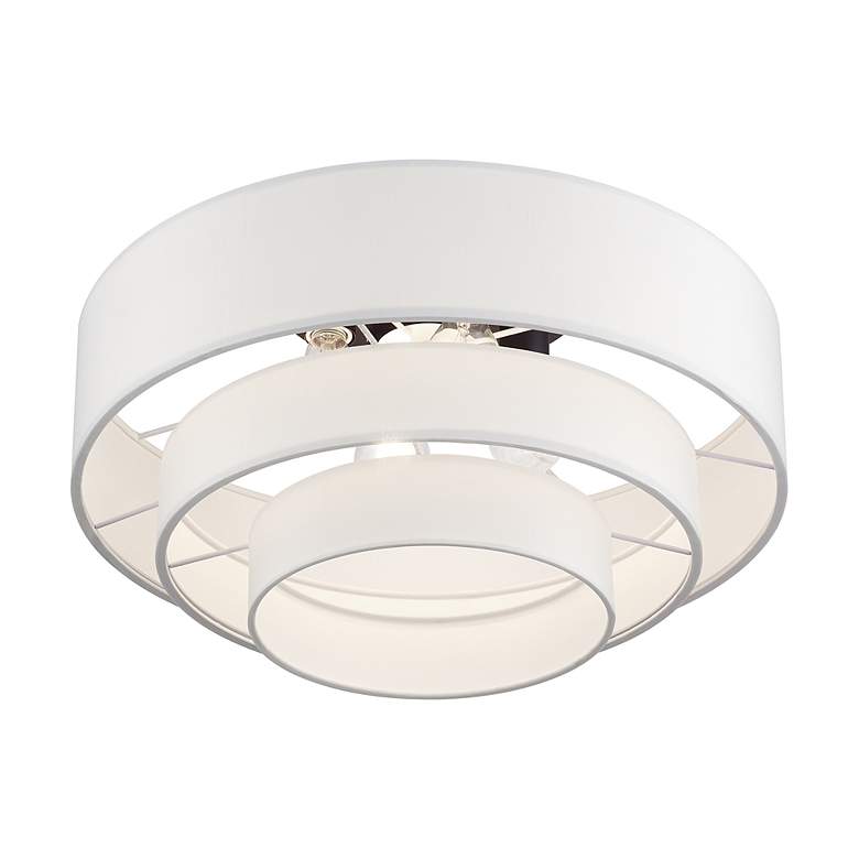 Image 5 4 Light Bronze Extra Large Semi-Flush with Off-White Shades more views