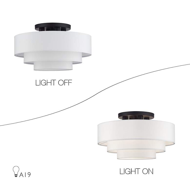 Image 7 4 Light Bronze Extra Large Semi-Flush with Off-White Shades more views