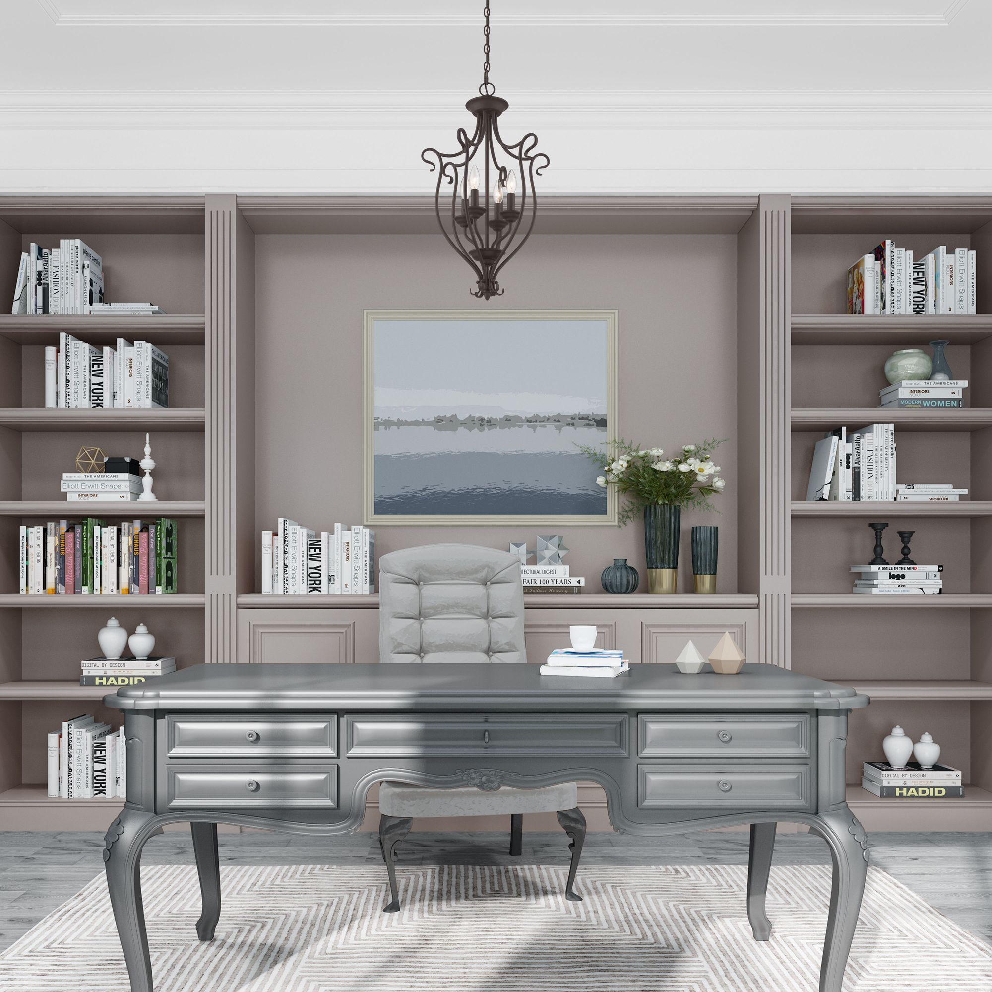 4 Light Bronze Foyer Chandelier