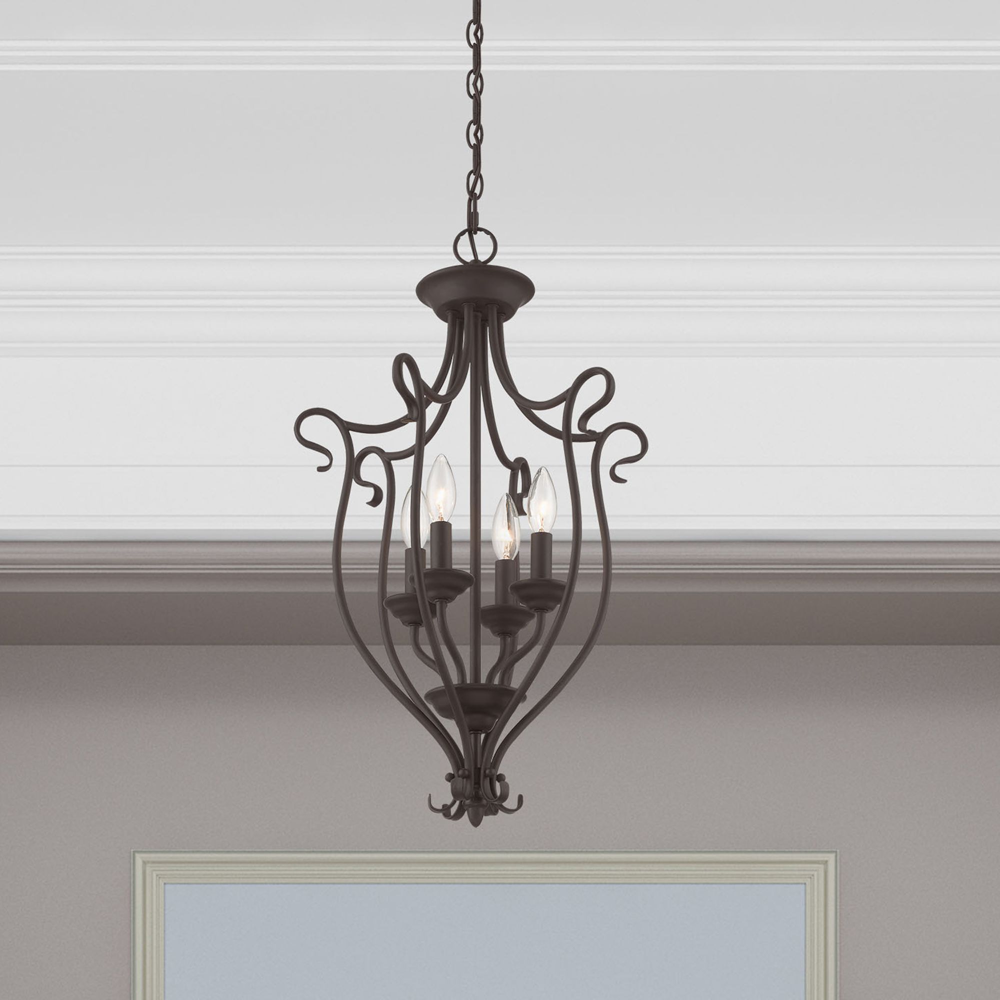 4 Light Bronze Foyer Chandelier