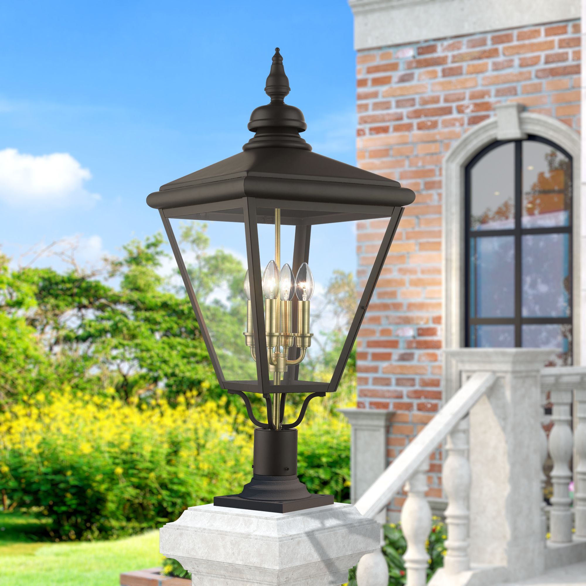 4 Light Bronze Outdoor Extra Large Post Top Lantern