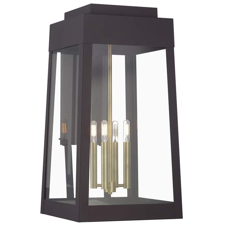 Image 1 4 Light Bronze Outdoor Extra Large Wall Lantern with Antique Brass Candles