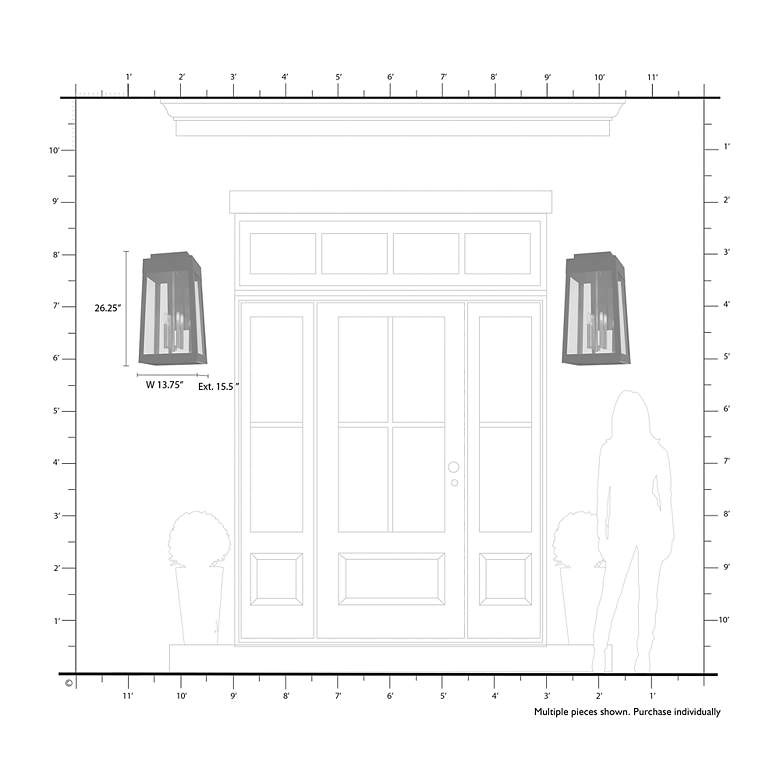 Image 4 4 Light Bronze Outdoor Extra Large Wall Lantern with Antique Brass Candles more views
