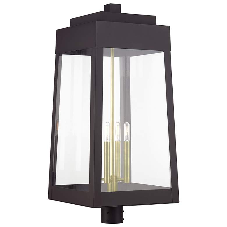 Image 2 4 Light Bronze Outdoor Extra Large Wall Lantern with Antique Brass Candles