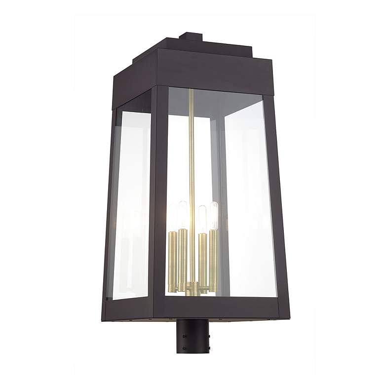 Image 3 4 Light Bronze Outdoor Extra Large Wall Lantern with Antique Brass Candles more views