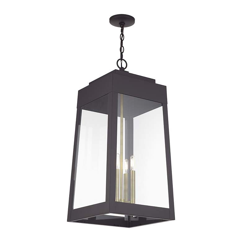 Image 6 4 Light Bronze Outdoor Pendant Lantern with Antique Brass Candles more views