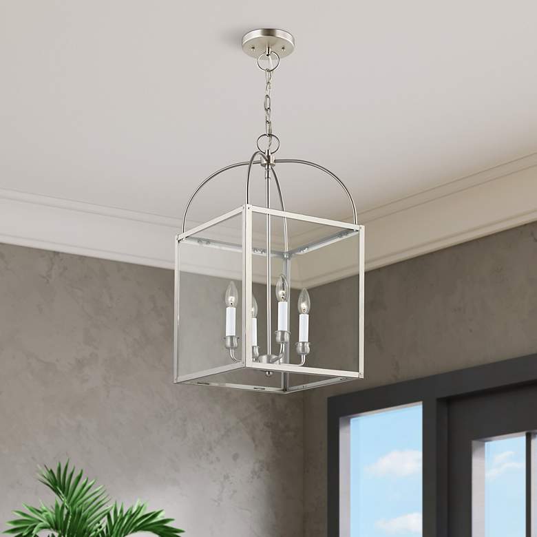 Image 1 4 Light Brushed Nickel Chain Lantern