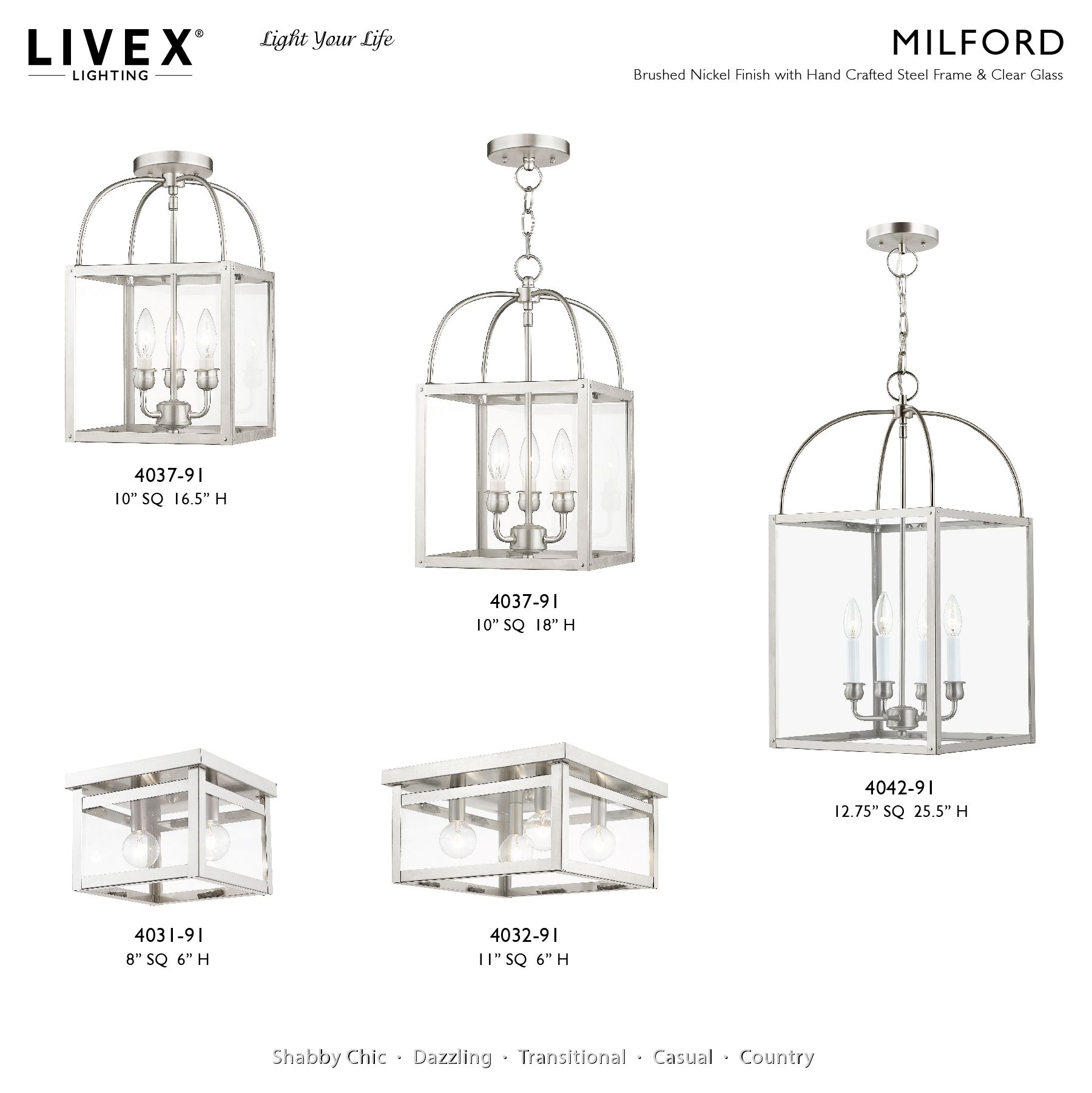 4 Light Brushed Nickel Chain Lantern