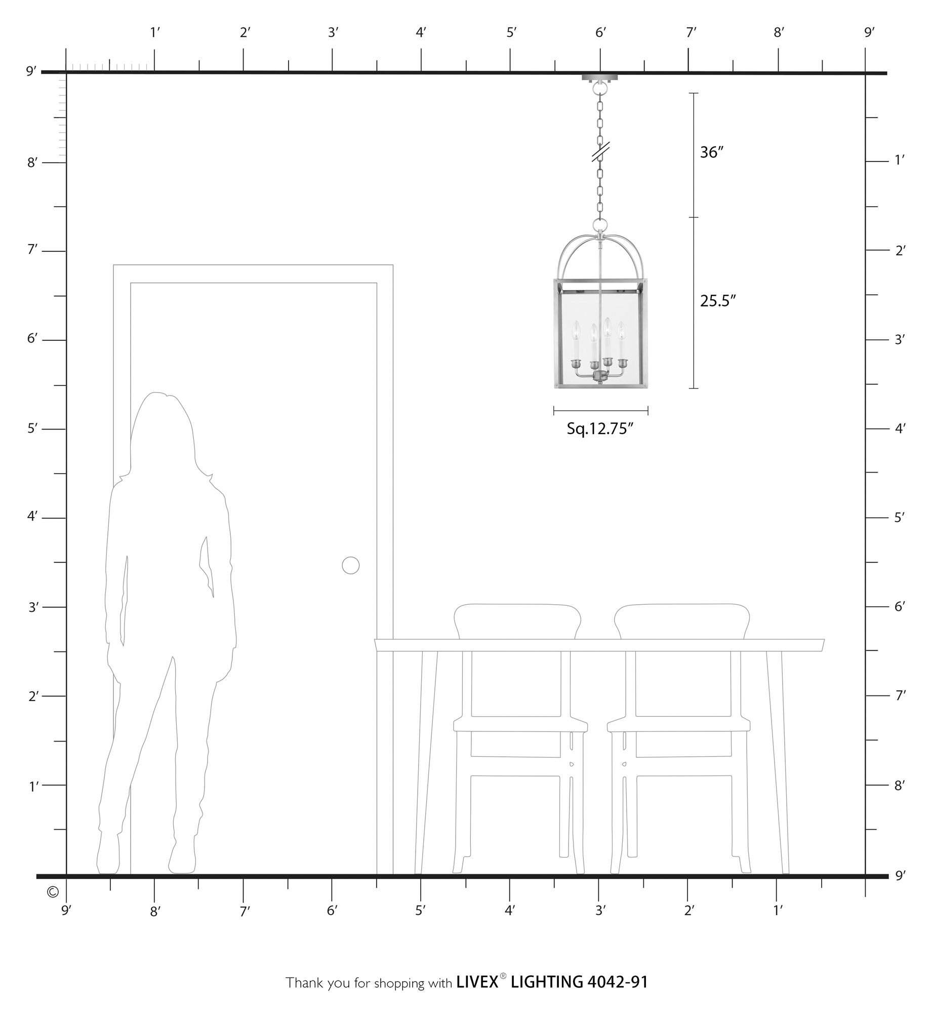 4 Light Brushed Nickel Chain Lantern