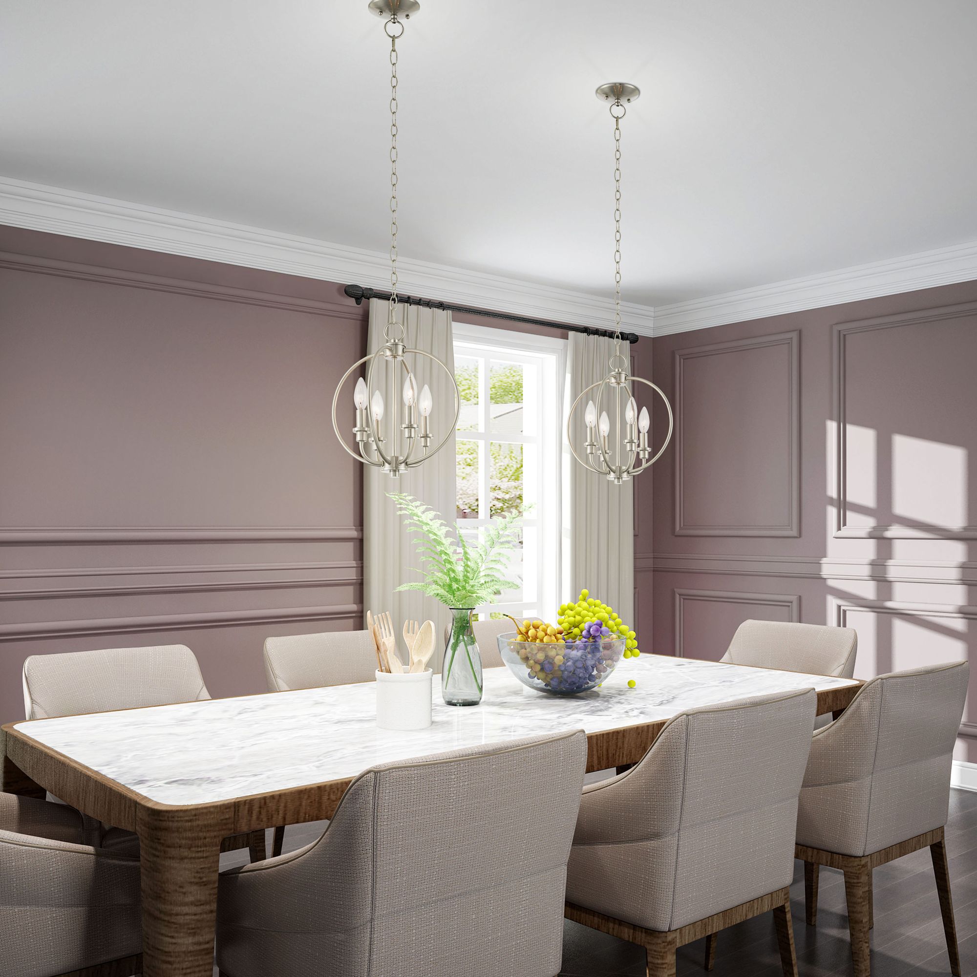 Image 7 4 Light Brushed Nickel Chain Lantern more views