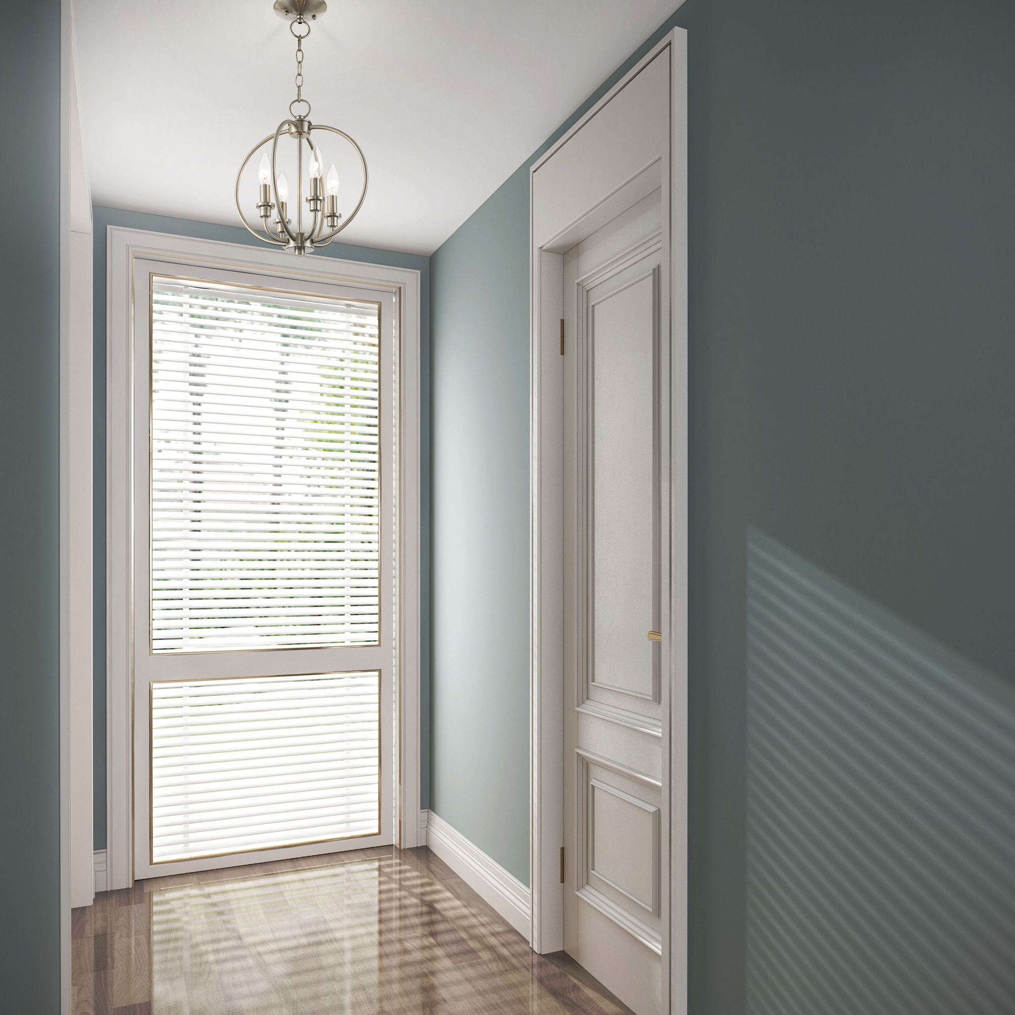 4 Light Brushed Nickel Chain Lantern